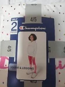 lot 38 image: 2pc Champion CAR950 Girls Hoodie & Legging Set, WhiteWow Pink Size 45