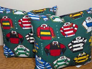 lot 18 image: 2 - Rugby Designed Throw Pillows - 20in x 20in - Rowing Blazers