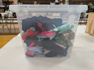 lot 44 image: Full Bin of New Kids Mittens and Gloves - Plain to Paw Patrol