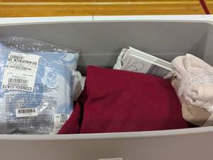 lot 68 image: 45 Gallon Tote Filled with Mixed Plush (Bedding,Curtains,MatsRugs,Etc) - Tote not included
