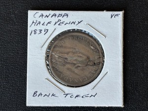 lot 64 image: 1837 Canada Half Penny Bank Token