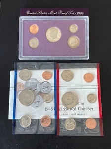 lot 43 image: 1988-S Proof and P & D Mint Sets
