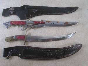 lot 175 image: (D-3) 2 Large As-Is Knives with She...