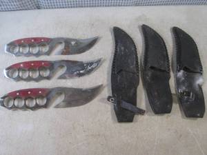 lot 212 image: (BSB) 3 As-Is 11 Knives with Sheat...