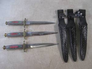 lot 215 image: (BSB) 3 As-Is 12 34 Knives with S...