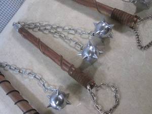 lot 227 image: (EW5) 3 Medieval Flail Maces - Wood...