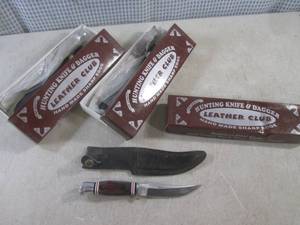 lot 38 image: (BS) 3 Wood Handle Fix Blade Knives...