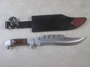 lot 55 image: (EW3) Wood Handle Fixed Blade Knife...