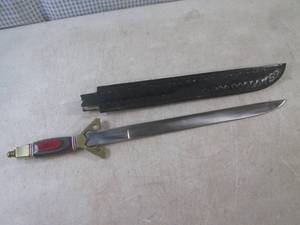 lot 79 image: (CNTR) Wood Handle Sword with Leath...