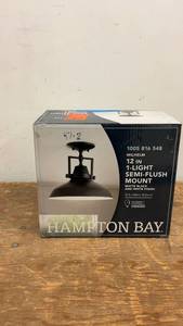 lot 19 image: Hampton Bay 12-Inch 1-Light Semi-Flush Mount Light Fixture