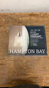 lot 20 image: Hampton Bay Melton 1-Light Pendant Polished Nickel Finish