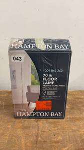 lot 43 image: Hampton Bay 70 Inch Floor Lamp with Brushed Nickel Finish