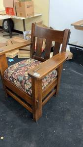 lot 139 image: Vintage Wooden Armchair with Floral Upholstery