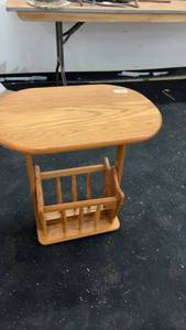 lot 140 image: Solid Oak Magazine Rack Side Table
