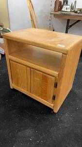 lot 146 image: Wooden Nightstand with Open Shelf and Storage Cabinet