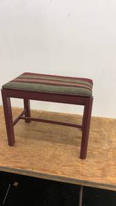 lot 179 image: Wooden Bench with Striped Upholstered Seat