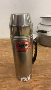 lot 207 image: Vintage UNO-VAC Stainless Steel Thermos with Handle