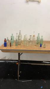 lot 210 image: Collection of Vintage Glass Bottles and Jars Assorted Sizes
