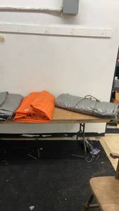 lot 222 image: Set of 3 Heavy Duty Tarps in Orange and Gray