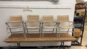 lot 227 image: Set of 4 Vintage Metal and Wicker Folding Chairs