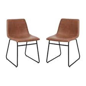 TAYLOR  LOGAN Light Brown Faux LeatherBlack Frame LeatherFaux Leather Dining Chair (2-Pack) Customer Returns See Pictures