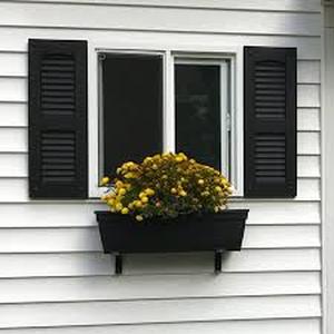 Builders Edge 15 in. x 48 in. Louvered Vinyl Exterior Shutters Pair in #002 Black Customer Returns See Pictures