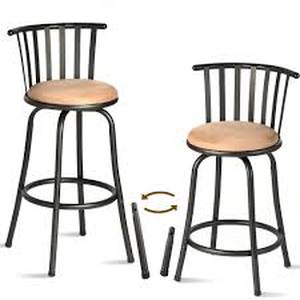 Homy Casa Pistil 24 and 29 in. Brown Slat Back Adjustable Height Metal Frame Bar Stools with Faux Leather Seat (Set of 2)   Customer Returns See Pictures