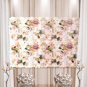 YIYIBYUS 23 .6 in. x 15.7 in. 6-Pieces Pink and Yellow Artificial Floral Wall Panel Silk Fabric Rose Peonies Background Decor    Customer Returns See Pictures