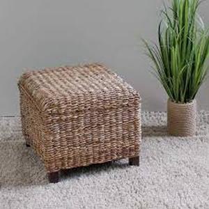 Arizona Abaca Square Cushioned Top Stool with Mahogany Feet    Customer Returns See Pictures