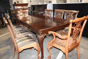 Elegant Carved Dining Table with 8 Chairs