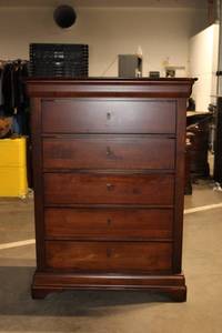 Mahogany Finish Wooden Five-Drawer Dresser