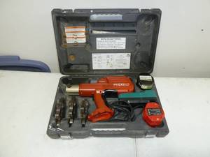 lot 384 image: Ridgid Press Tool, 14.4V, Model #100-B, Has Makita Charger, 2 Batteries, 3 Bits