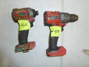 lot 415 image: Milwaukee Combo, 18V, 14 Impact #2853-20, 38 Drill #2904-20