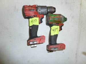 lot 417 image: Milwaukee Combo, 18V, 12 Drill Hammer #2804-20, 14 Impact