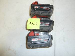 lot 450 image: Milwaukee 5.0 Lithium Battery X 3