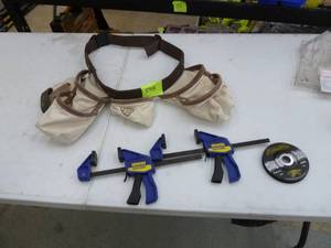 lot 598 image: Carpenter Belt, Clamps & Grinder Wheels