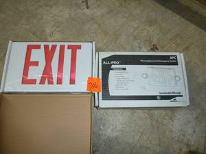 lot 706 image: All Pro EXIT Lighted Signs x 2