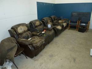 lot 820 image: Leather Couches x 2 & Chairs