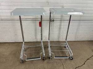 lot 19 image: MSRP $600 Like New Pair Cardinal Health Stainless Steel Linen Clothes Laundry Hampers with Lid &&nbspStep-on Pedal for Hands-Free Operation