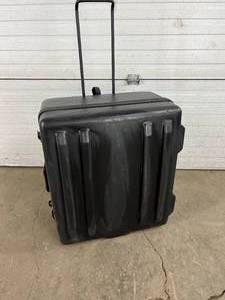 lot 22 image: MSRP $600 High Quality Parker Large Hard Sided Padded Wheeled Shockproof Case with Foam Inside & Retractable Handle - In Good Condition