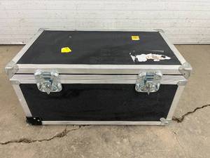 lot 29 image: MSRP $500 Case Technology Inc Flightcase Hard Sided Equipment Rolling Foam Lined Transport Case 30 Trunk with Retractable Handle - In Good Condition