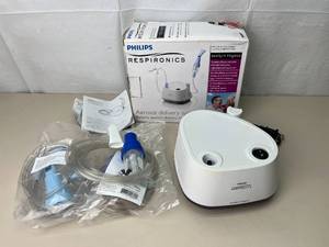 lot 52 image: New Open Box Philips Respironics InnoSpire Elegance 1095059 Aerosol Delivery System Compressor Nebulizer with Mask and Manual 