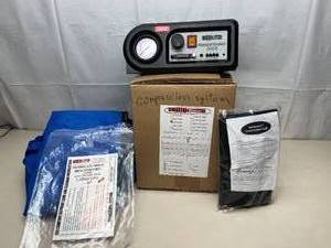 lot 60 image: BioCompression Sequential Circulator and Lower Extremity Compression Cuffs - In Excellent Working Condition Please Note Leg Sleeve Hoses Have Become Detached From Sleeves...