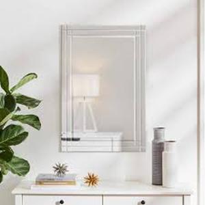 lot 6 image: StyleWell Medium Rectangle Beveled Glass Classic Mirror (36 in. H x 24 in. W)    Customer Returns See Pictures
