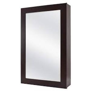 lot 17 image: Glacier Bay 15.25 in. W x 26 in. H Rectangular Framed Surface-Mount Bathroom Medicine Cabinet with Mirror in Java  Customer Returns See Pictures