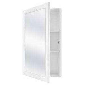 lot 18 image: Glacier Bay 15.1 in. W x 19.2 in. H Rectangular Wood Composite Medicine Cabinet with Mirror  Customer Returns See Pictures