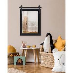lot 21 image: Kate and Laurel Cates 24 in. x 18 in. Classic Rectangle Framed Black Wall Mirror  Customer Returns See Pictures