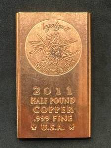 2011 Half Pound Investment Grade .999 Copper Bar