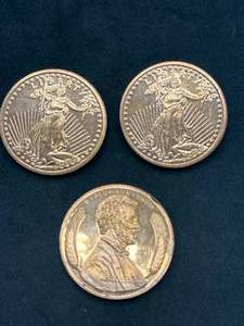 Lot of 3 1oz .999 Investment Grade Copper Rounds