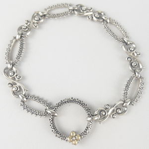 Barbara Bixby Textured Sterling And 18K Yellow Gold Chain Bracelet . Estamated Replacement Value $300
